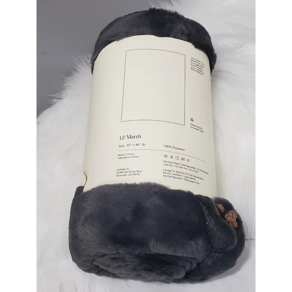 NWT UnHide - Lil' Marsh - Faux Fur Blanket - 50